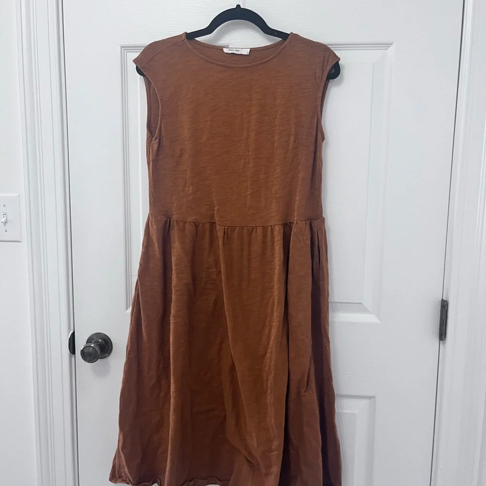 Dark Honey Brown Cap Sleeve Dress - Picture 4 of 8